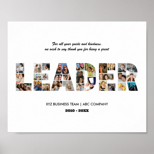 Affiche Merci Leader Photo Collage Adieu Retraite (Devant)