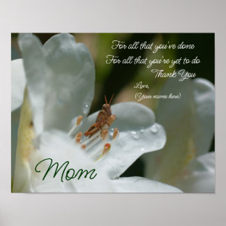 Affiche Merci Maman Amour Azalea Fleur Personnalisée