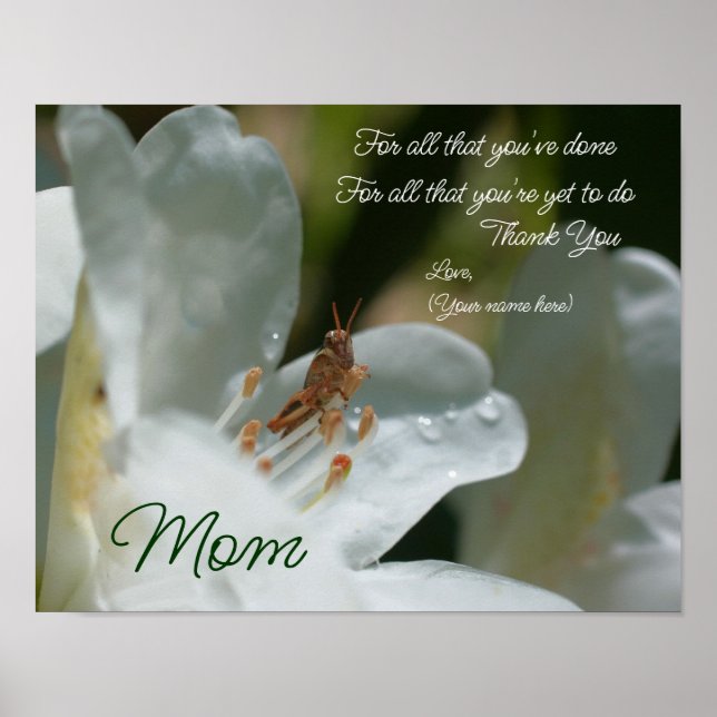 Affiche Merci Maman Amour Azalea Fleur Personnalisée (Devant)