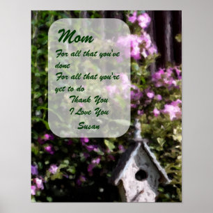 Affiche Merci Maman Fleur Jardin Art personnalisé