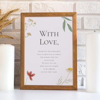 Affiche Merci Mariage fleur sauvage pour participation
