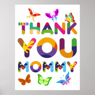 Affiche Merci Mommy coloré