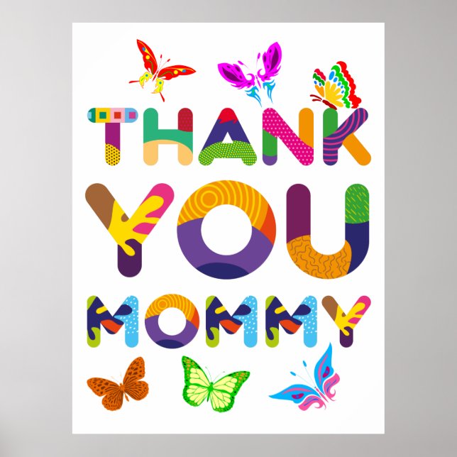 Affiche Merci Mommy coloré (Devant)