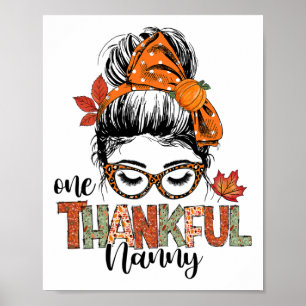 Affiche Merci Nanny Messy Bun Automne Automne Thanksgiving