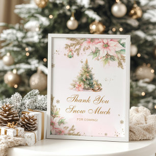 Affiche Merci neige beaucoup baby shower arbre de Noël