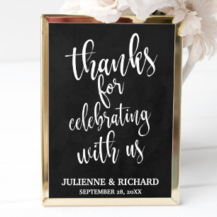 Affiche Merci Panneau Mariage Ardoise 13x19