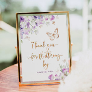 Affiche Merci papillon d'or pourpre pour floutage par