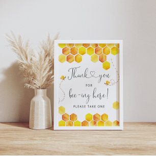 Affiche Merci pour l'abeilles ici Honey Bee Sign