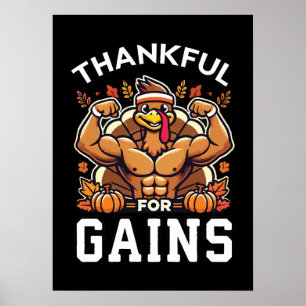 Affiche Merci pour les gains - Drôle Gym Thanksgiving