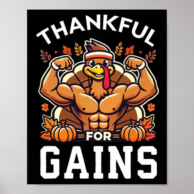 Affiche Merci Pour Les Gains - Thanksgiving Funny Gym Work (Devant)