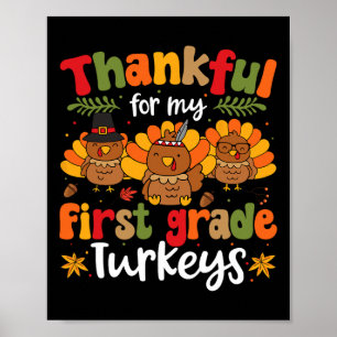 Affiche Merci Pour Mes Dindons De Première Année Thanksgiv