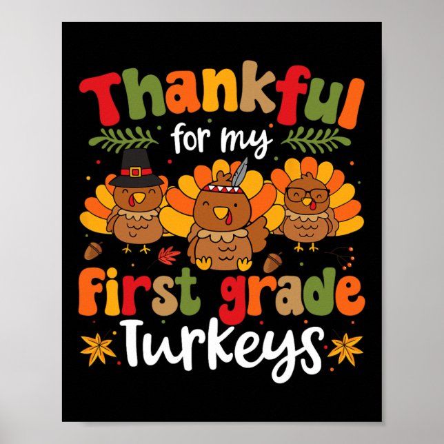 Affiche Merci Pour Mes Dindons De Première Année Thanksgiv (Devant)