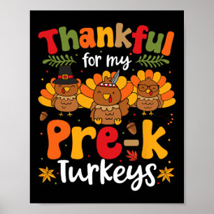 Affiche Merci Pour Mon Pré-K Turkeys Thanksgiving Enseigna