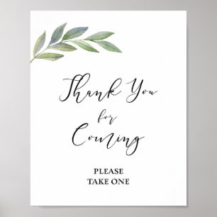 Affiche Merci Pour Venir Symbole Faveur Olive Leaf
