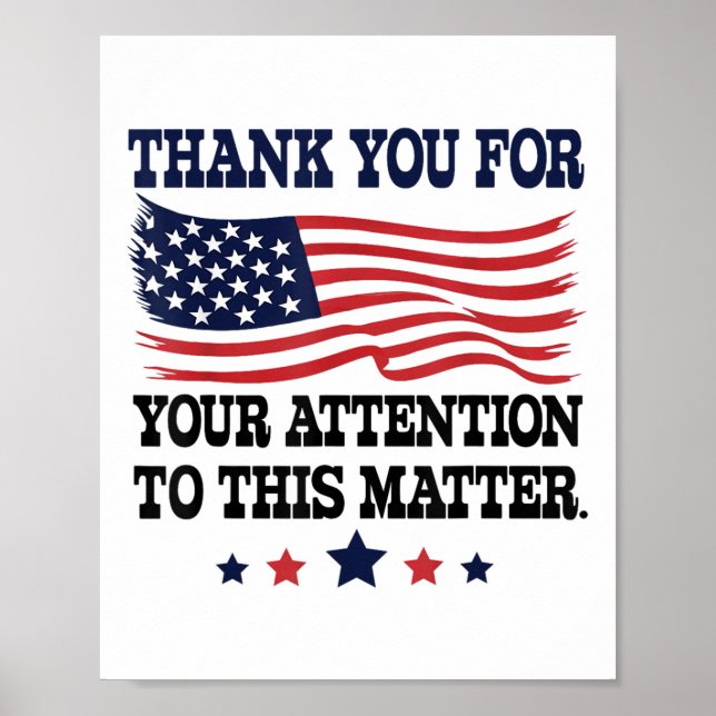 Affiche Merci pour votre attention à ce drapeau américain  (Devant)