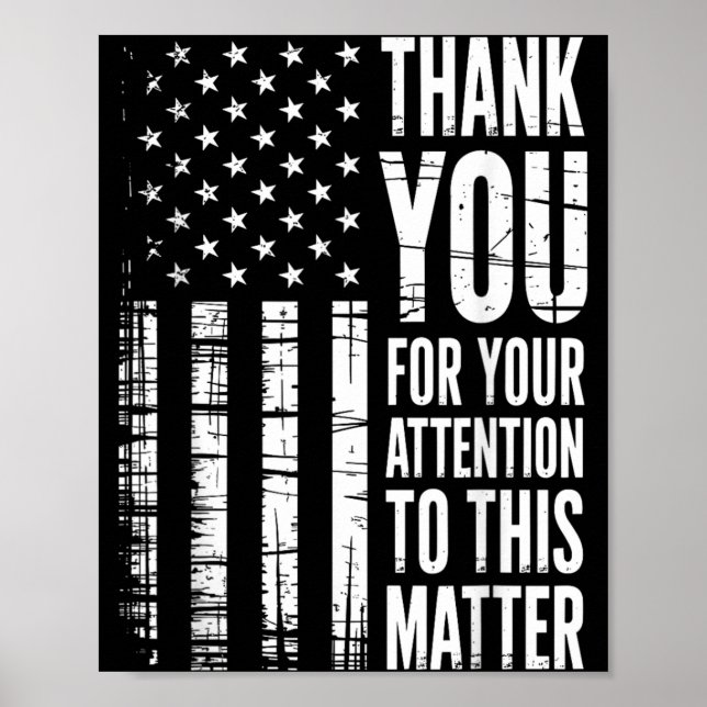 Affiche Merci pour votre attention au drapeau américain (Devant)