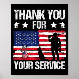 Affiche Merci pour votre service Vétérans Malinois Belge