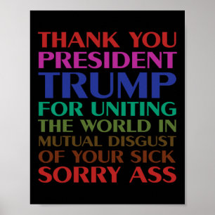 Affiche Merci Président Trump d'avoir unifié le monde -