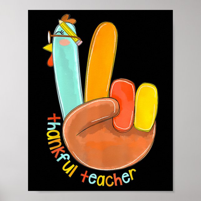 Affiche Merci Professeur amusant Thanksgiving Peace Hand S (Devant)