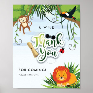 Affiche Merci Safari Animaux de la Jungle