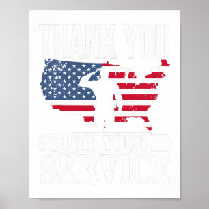 Affiche Merci Service vétéran salue Patriot Militaire