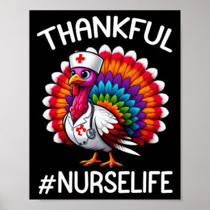 Affiche Merci Turquie Infirmière vie mignonne Thanksgiving