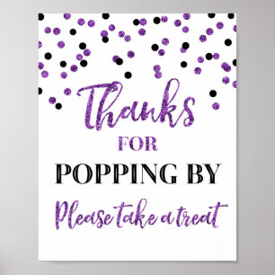Affiche Mercis noirs pourpres de confettis sautant par le