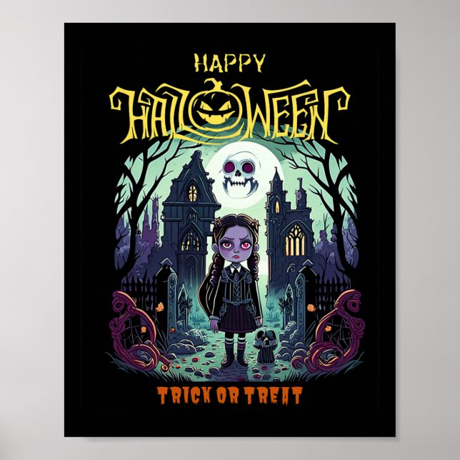 Affiche Mercredi Costume Halloween Pour Enfants Et Pa (Devant)
