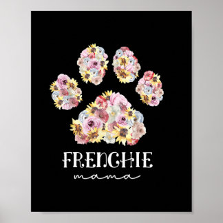 Affiche Mère Art Frenchie Mama Floral Paw French Buldog