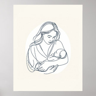 Affiche Mère avec nouveau-né bébé - Art en ligne