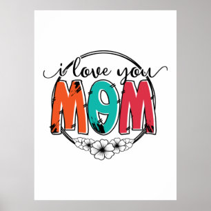 Affiche Mère Cadeau Je t'aime Mère