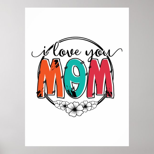 Affiche Mère Cadeau Je t'aime Mère (Devant)