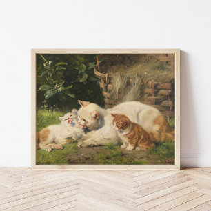 Affiche Mère Chat avec chatons   Julius Adam le Jeune