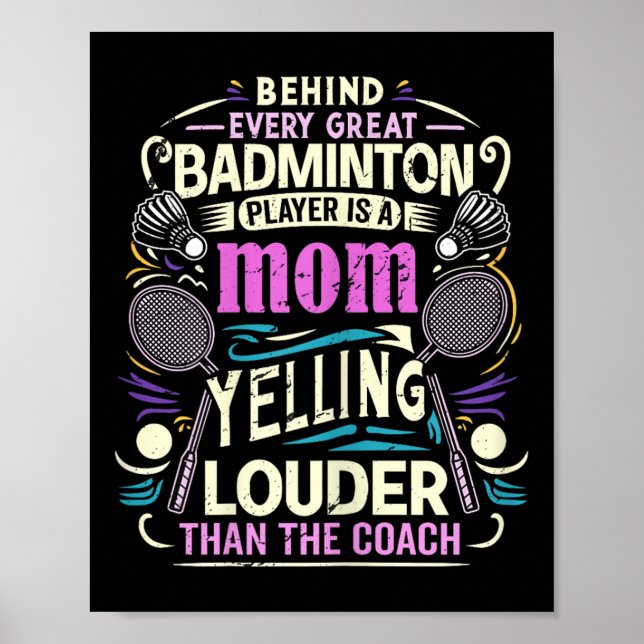 Affiche Mère de badminton féminine - Crie plus fort que l' (Devant)
