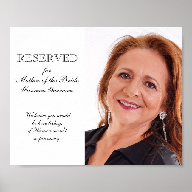 Affiche Mère de la Mariée Siège Mémorial Photo Mariage (Devant)
