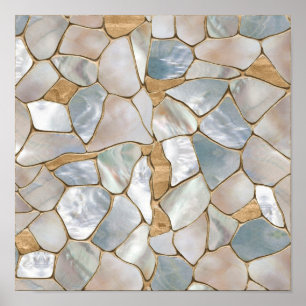 Affiche Mère de perle et de cellules d'or abstrait