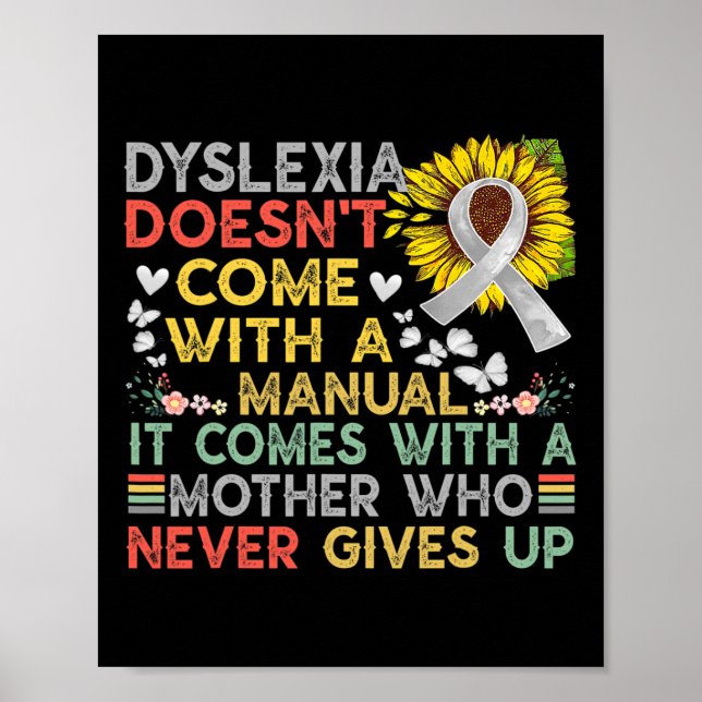 Affiche Mère de sensibilisation Dyslexique guerrier Vintag (Devant)