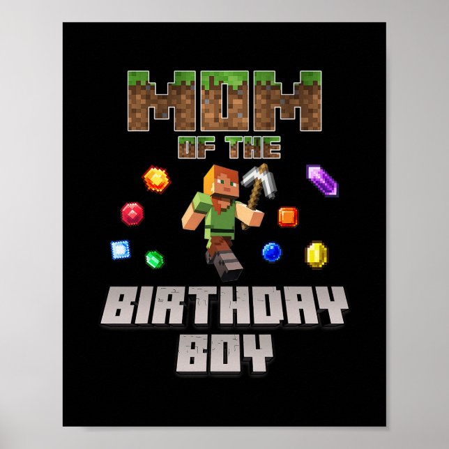 Affiche Mère du garçon d'anniversaire Joueur de jeux vidéo (Devant)