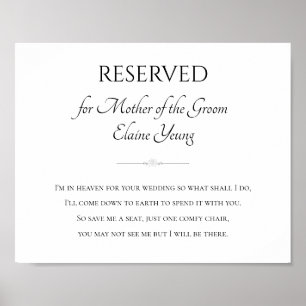 Affiche Mère du marié, je suis au ciel pour votre mariage