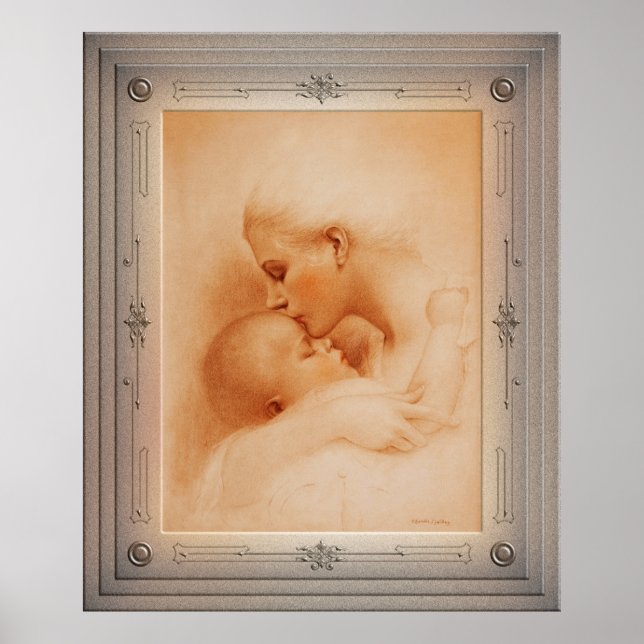 Affiche Mère embrasser son bébé par Charles Gates Sheldon (Devant)