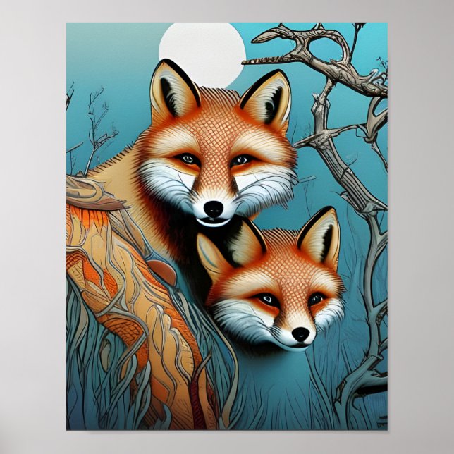 Affiche Mère et bébé Fox (Devant)