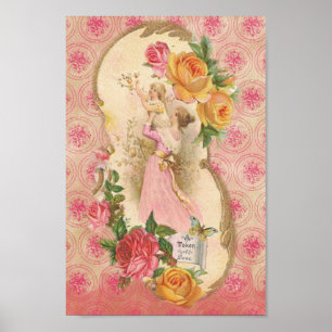 Affiche Mère et enfant victorienne vintage jeton d'amour