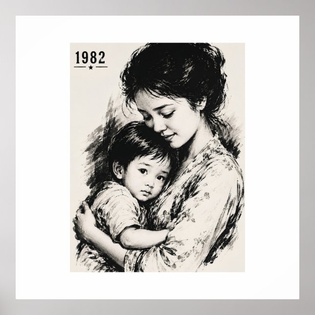 Affiche Mère et enfant vintage 1982 (Devant)