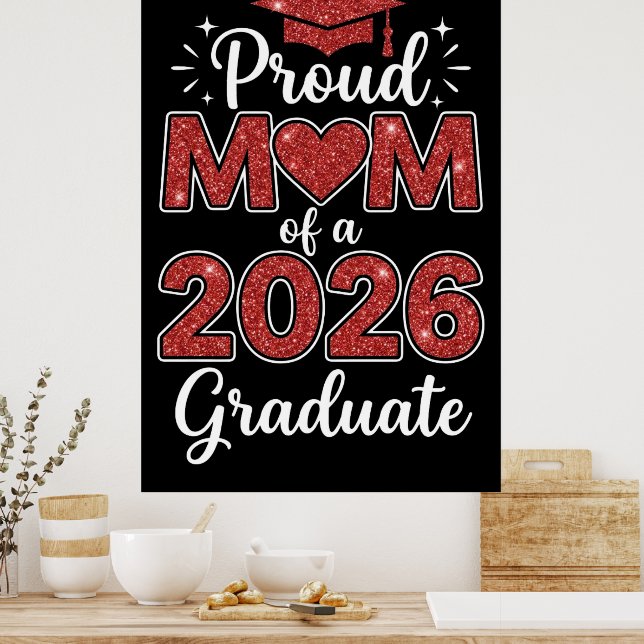 Affiche Mère fière d'un diplômé de 2026 Classe terminale d (Cuisine)