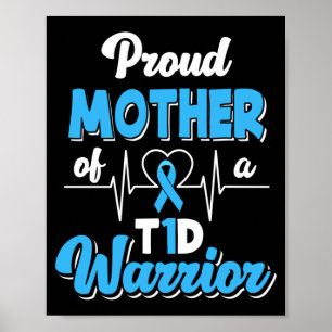 Affiche Mère fière d'un guerrier T1d diabétique homme