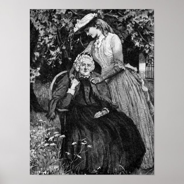 Affiche Mère Fille Âgée Vintage Petite (Devant)