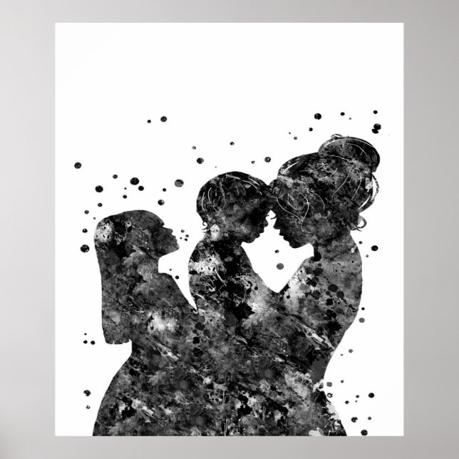 Affiche Mère fille fils Cadeau, Famille Anniversaire Idée  (Devant)