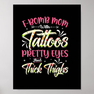Affiche Mère Florals Fomb Maman Avec Tattoos Anniversaire