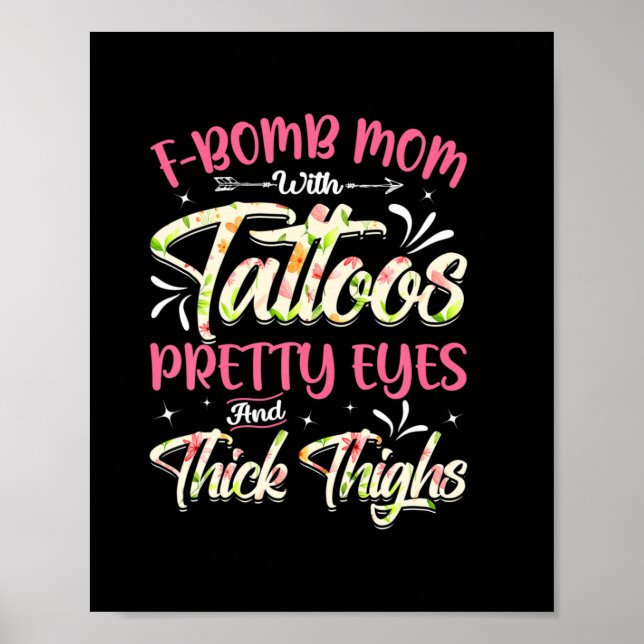 Affiche Mère Florals Fomb Maman Avec Tattoos Anniversaire (Devant)