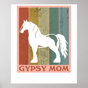 Affiche Mère Gitane  Cheval Gypsy Vanner